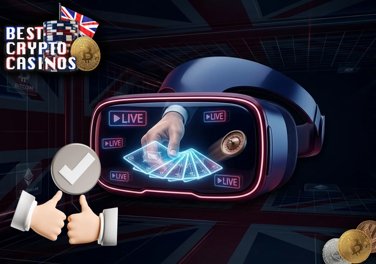 Next generation gambling experiences including virtual reality and live dealer crypto games